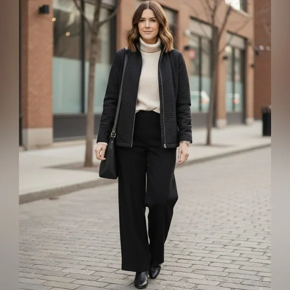 Denver Hayes Black Textured Minimalist Transitional Zip Jacket - Size M - Picture 1 of 9